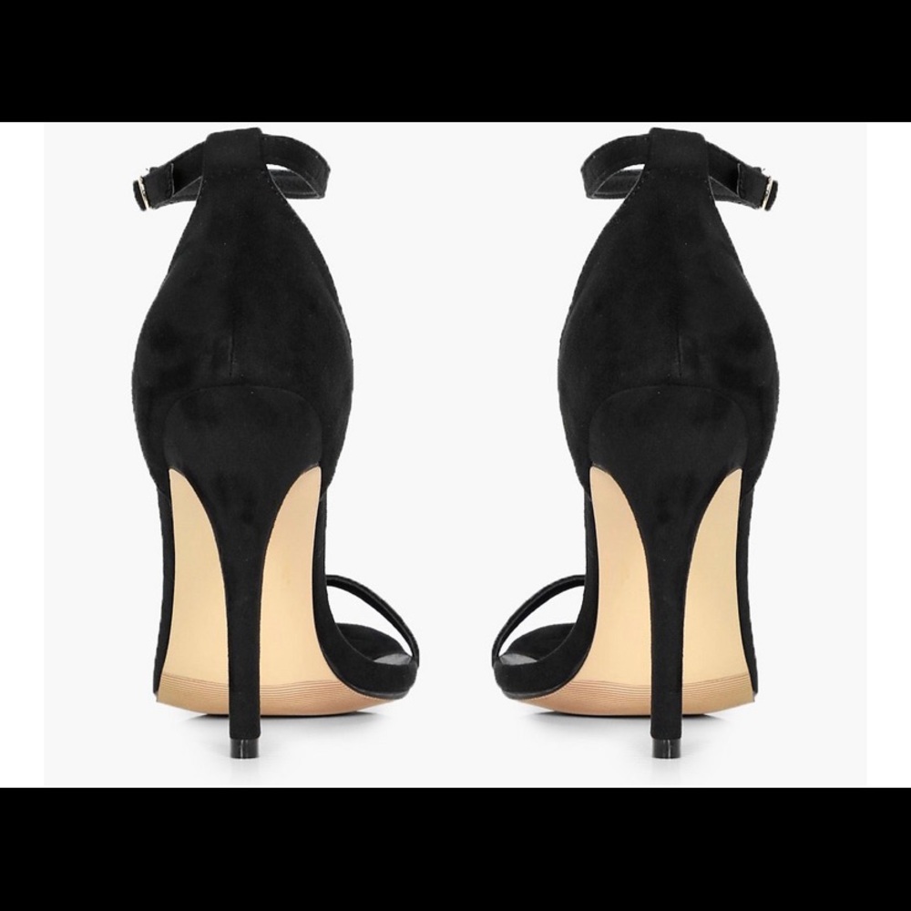 Open toe ankle strap black heels sandals - Picture 3 of 5
